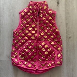 Simply Southern tried & true pink/gold vest elephants print size Small pockets‎
